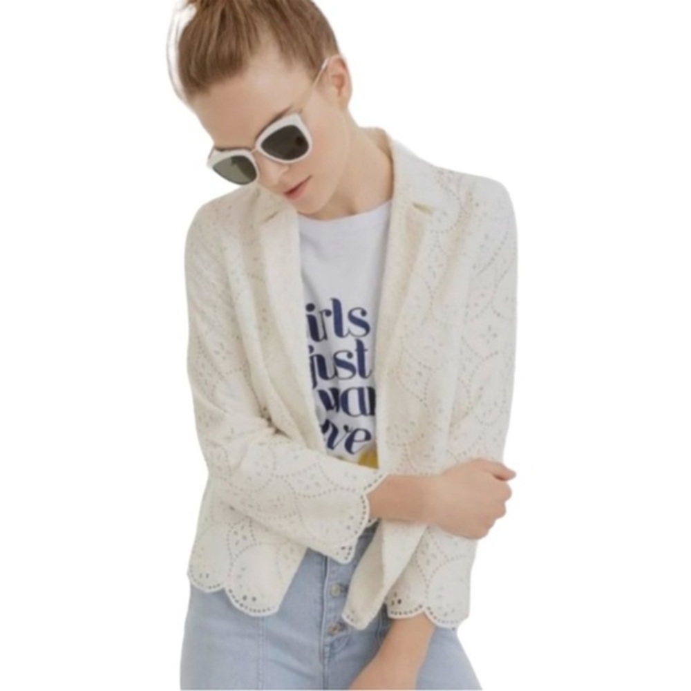 J. Crew Ivory Lace Blazer
